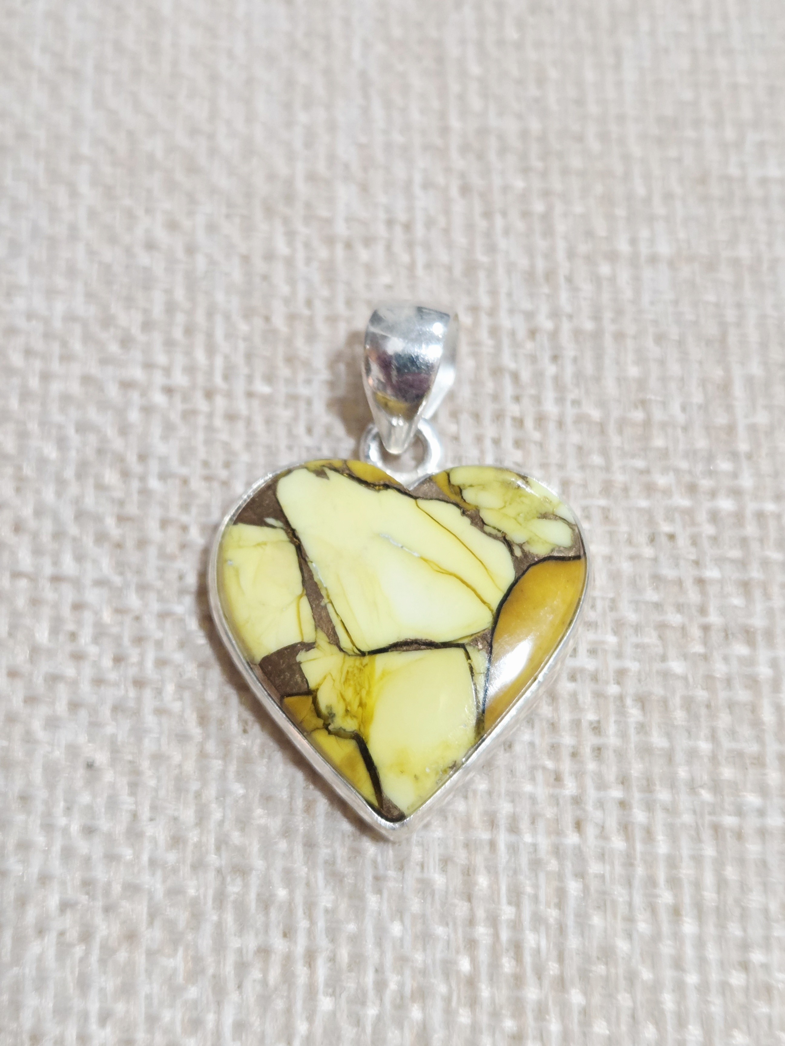 Heart Shaped Honey Dahlia Turquoise Inlay Pendant -